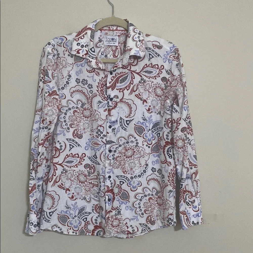 Tayion Montee Holland men Paisley Shirt White M button down casual festival Y2K